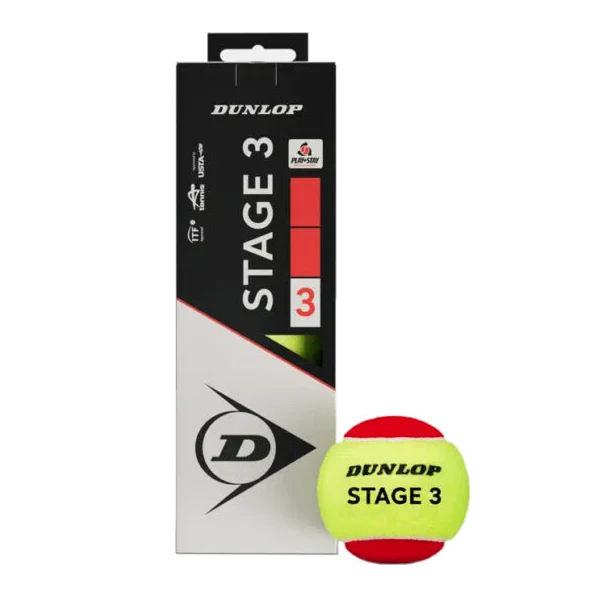 Dunlop Red Junior Tennis Balls Stage 3 - 3 Pack