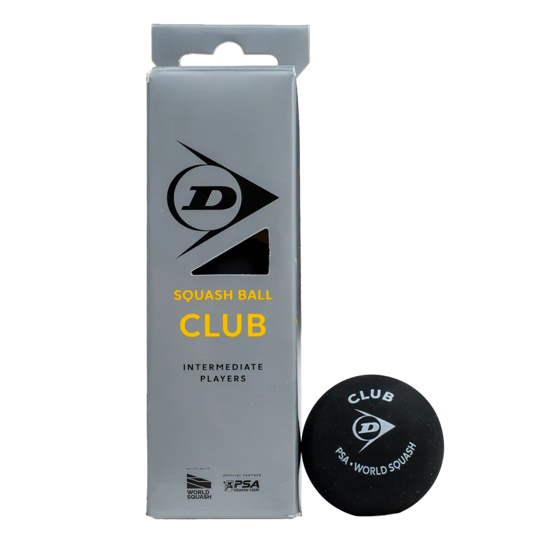 Dunlop CLUB Squash Ball - 3 Ball Tube. Single Yellow Dot