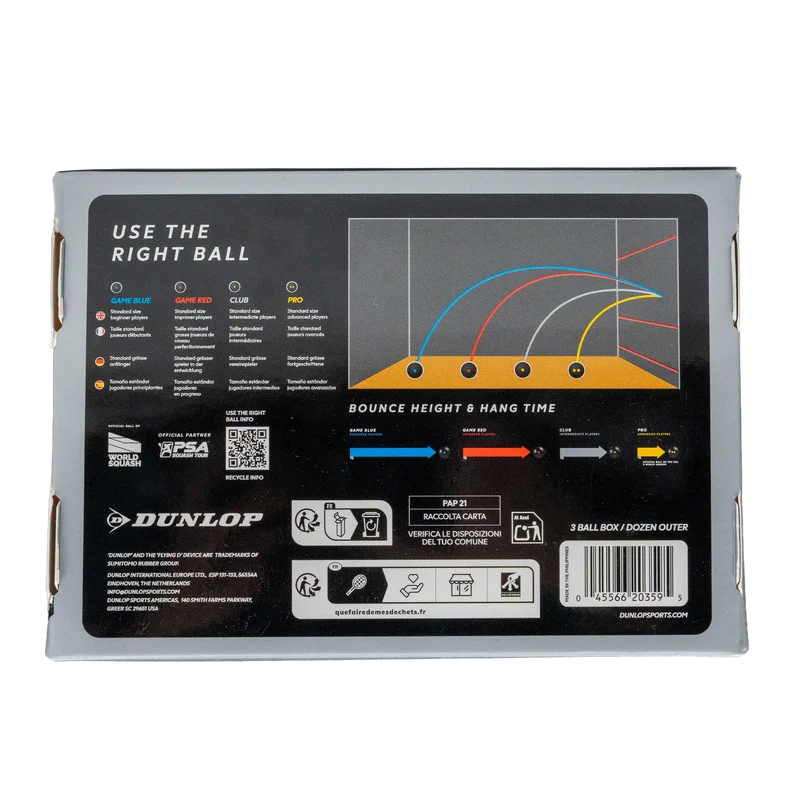 Dunlop CLUB Squash Ball - 1 Dozen. Single Yellow Dot