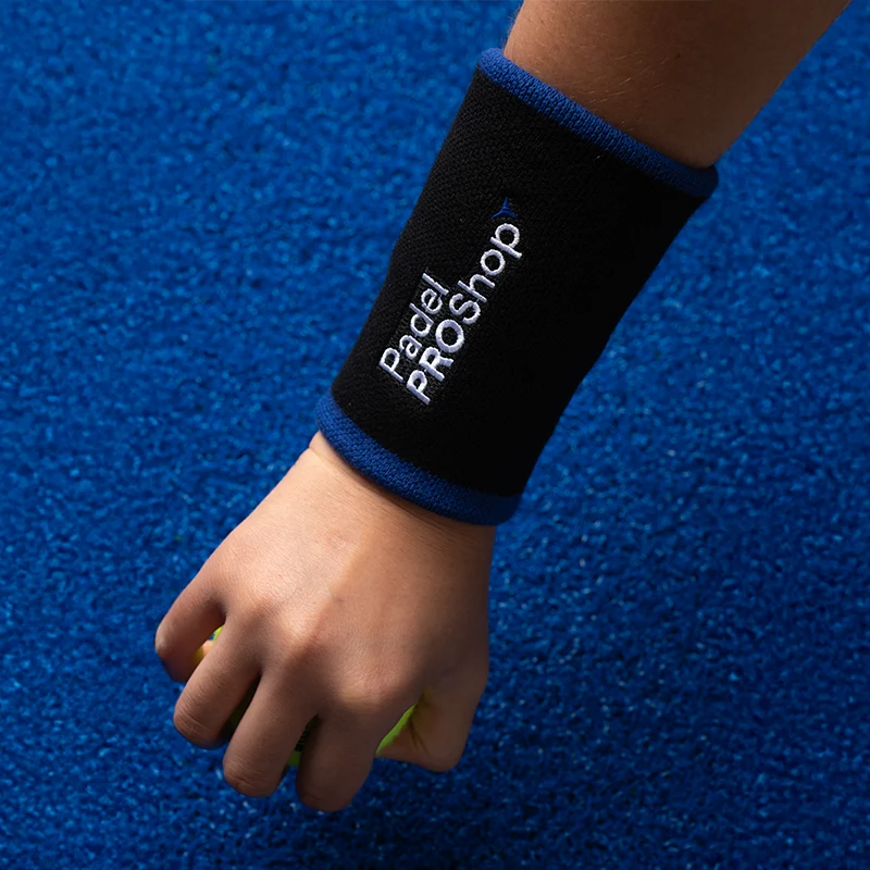 Muñequera Larga PadelPROShop Negro/Azul Promo