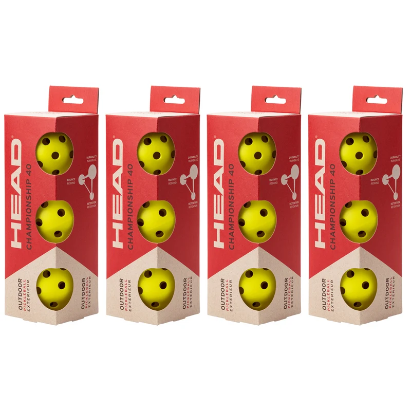 HEAD Championship 40 Outdoor Pickleball Ball - 1 Dozen Yellow