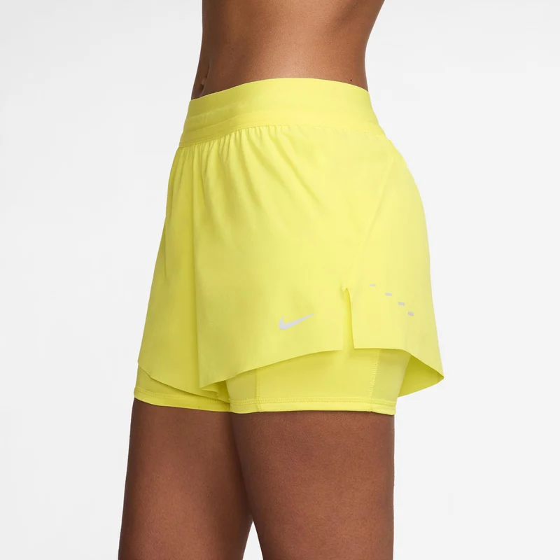 Swift 2in1 Laufshorts Damen - zitronengelb, silber