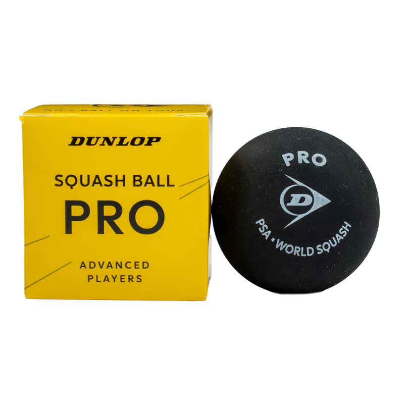 Dunlop Pro Squash Ball - 1 Ball. Double Yellow Dot