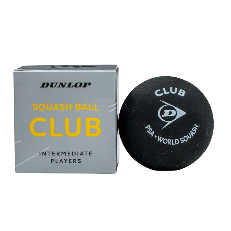 Dunlop CLUB Squash Ball - 1 Ball, Single Yellow Dot
