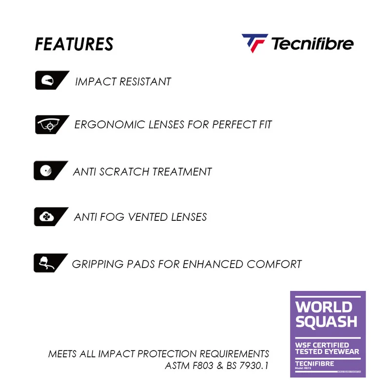 Tecnifibre Eye Protection Glasses Red Blue