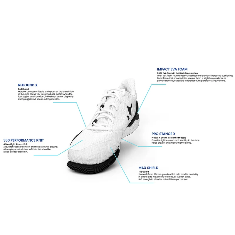 Diadem Men's Court Burst Pickleball Shoes - White/Black
