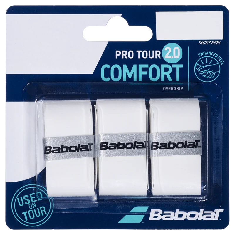 Babolat Pro Tour 2.0 Comfort Overgrips 3 Pack - White