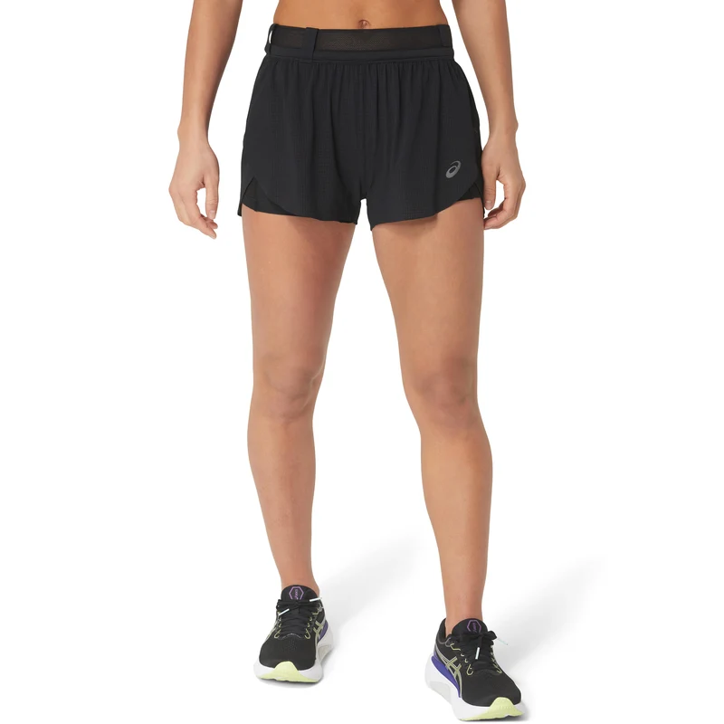 Metarun Split Laufshorts Damen-Schwarz