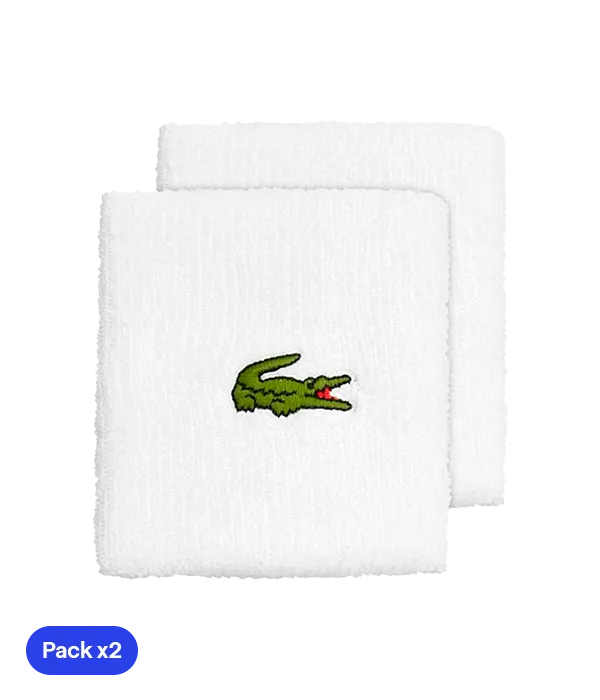 Muñequeras Largas Lacoste Sport Blanco (Pack x2)