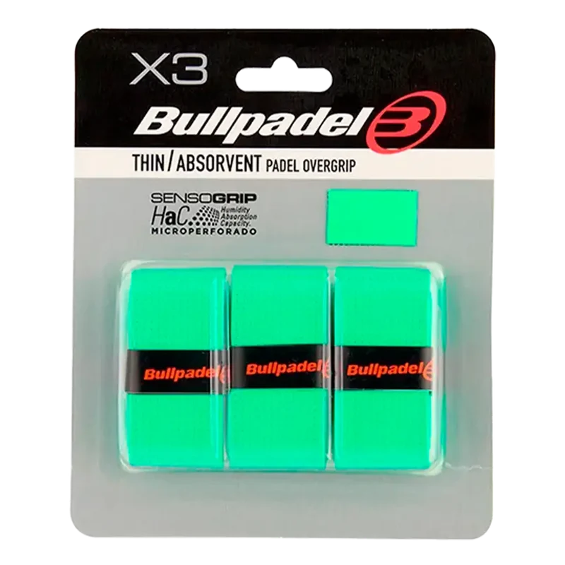 Overgrips Bullpadel GB1705 Thin/Absorbent Verde (Pack x3)
