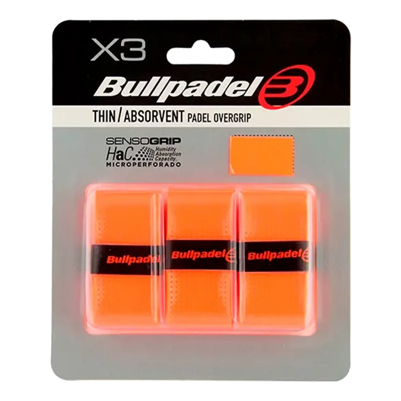 Overgrips Bullpadel GB1705 Thin/Absorbent Naranja Fluor (Pack x3)