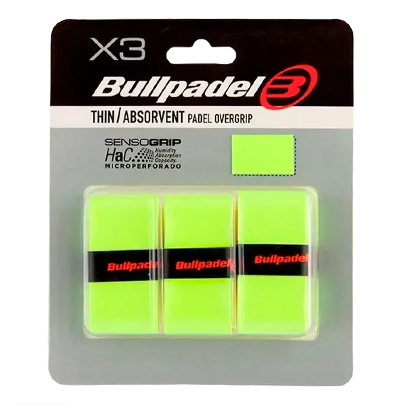 Overgrips Bullpadel GB1705 Thin/Absorvent Amarillo Fluor (Pack x3)