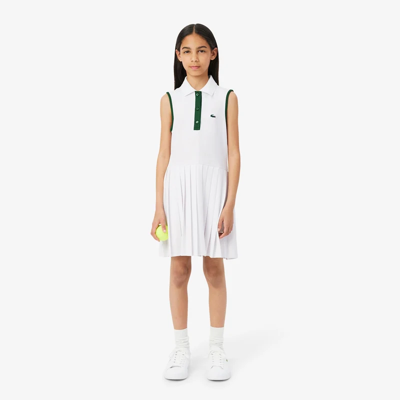 Kleid Mädchen - weiß, dunkelgrün