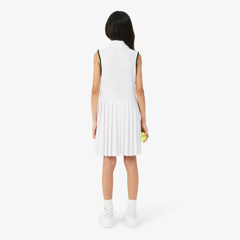 Kleid Mädchen - weiß, dunkelgrün