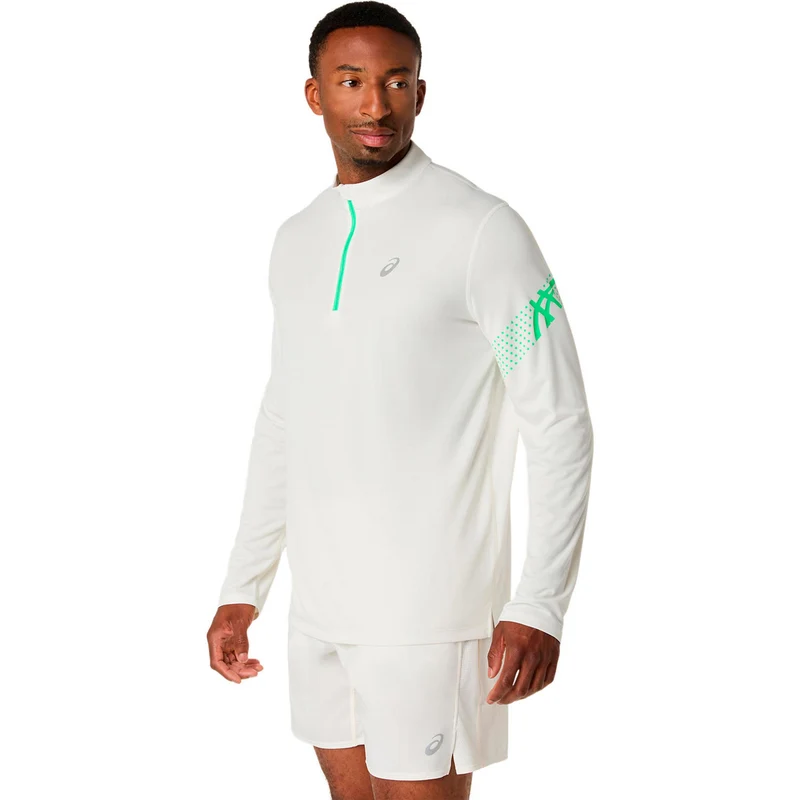Icon 1/2 Zip Laufshirt Herren - beige, grün