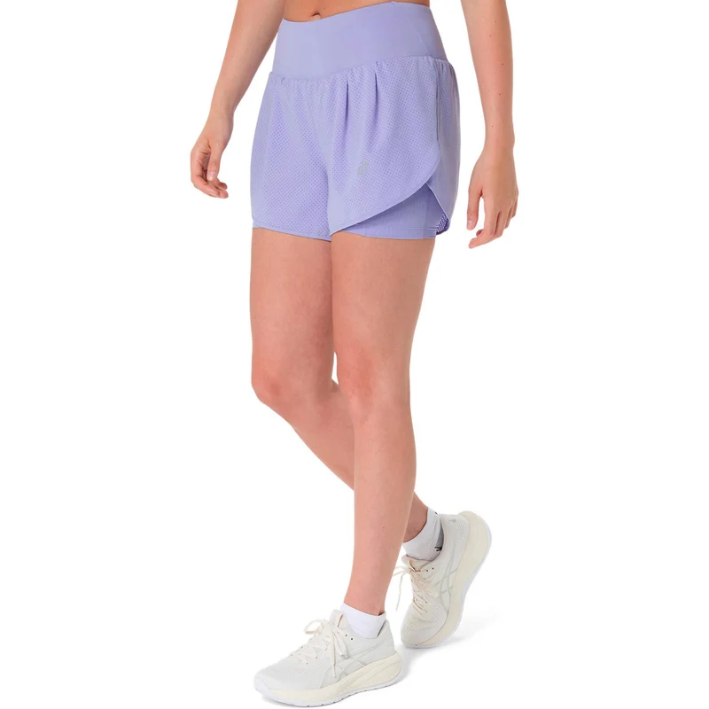 Road 2in1 3.5in Laufshorts Damen - flieder, silber