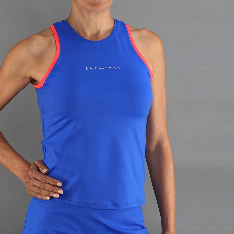 Essential Tank-Top Damen-blau, orange