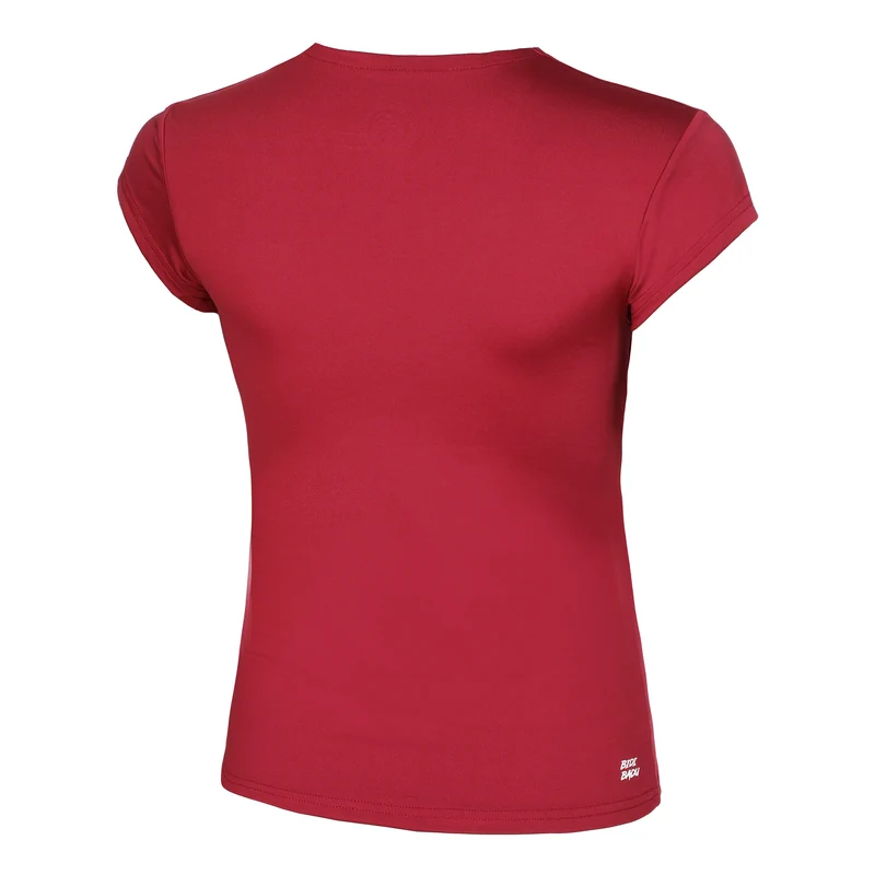 Bubble V-Neck T-Shirt Damen-Rot