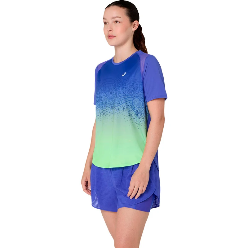 Road Ibuki Laufshirt Damen - blau, grün