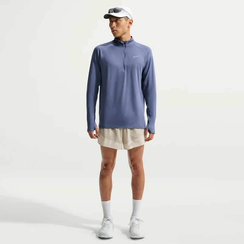 Stride Half-Zip Laufshirt Herren - blaugrau, silber