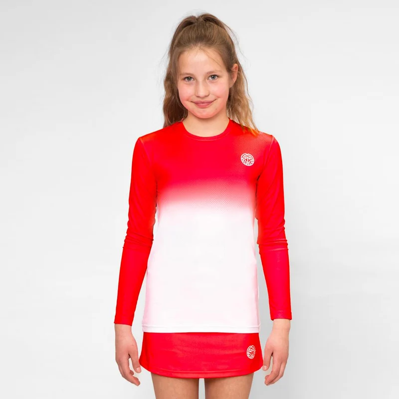 Crew Gradiant Longsleeve Mädchen-Rot,Weiß