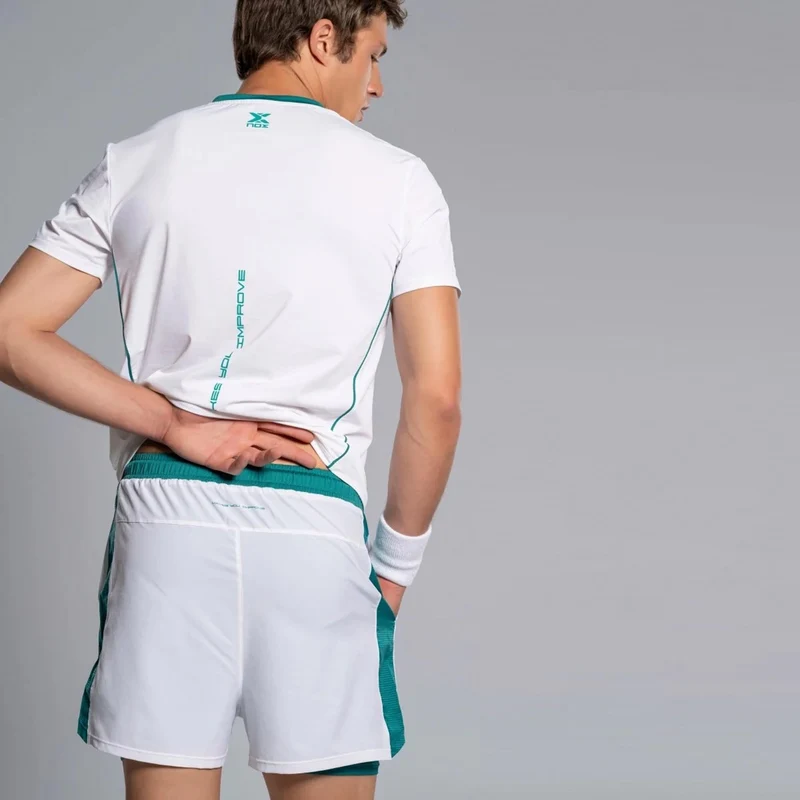 Pro Shorts Herren - weiß, blaugrün