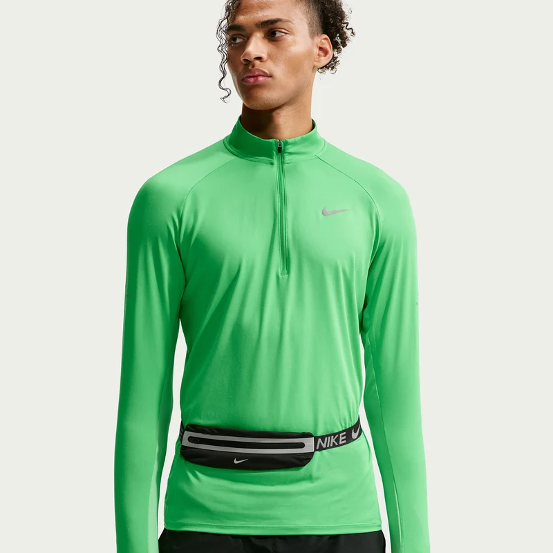 Stride Half-Zip Laufshirt Herren - grün, silber