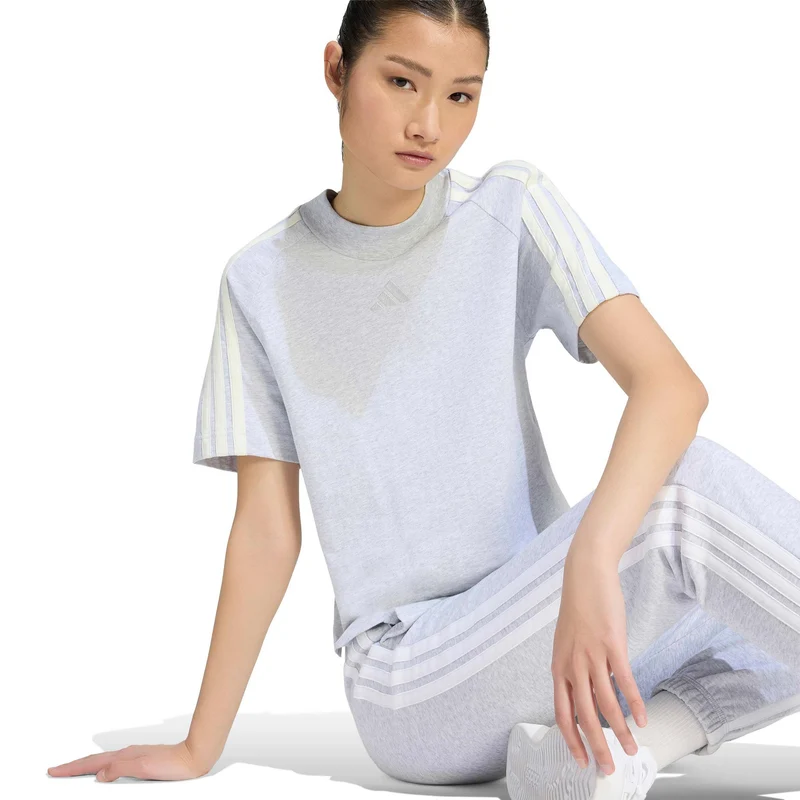 3Stripes T-Shirt Damen - hellgrau, offwhite