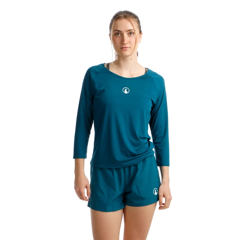 Court Crush Longsleeve Damen-petrol, weiß