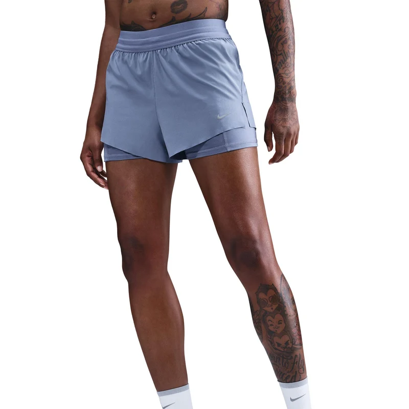 Swift 2in1 Laufshorts Damen - blaugrau, silber