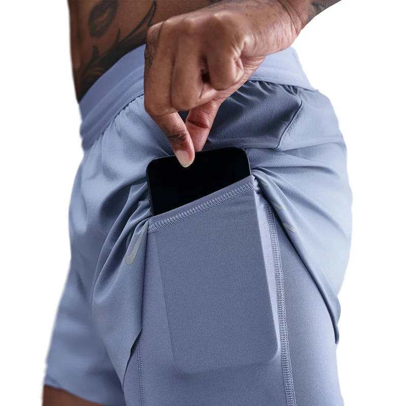 Swift 2in1 Laufshorts Damen - blaugrau, silber
