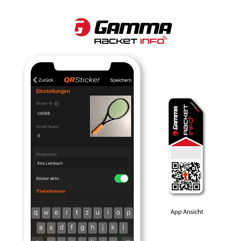 Racket Info Besaitungsaufkleber 16er Pack - schwarz