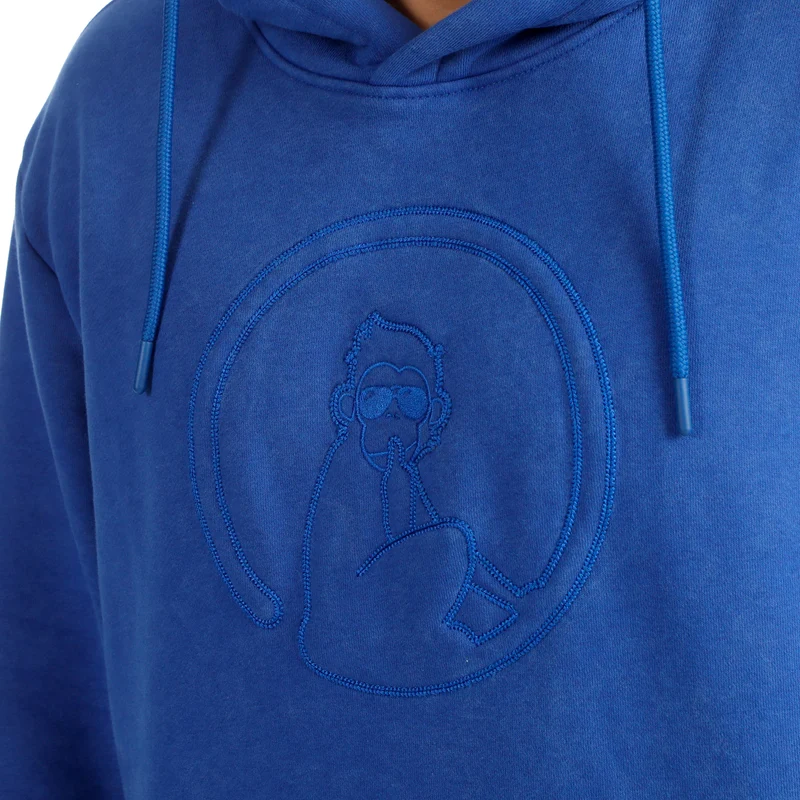 Crush Washed Out Loose Fit Hoody Herren-blau