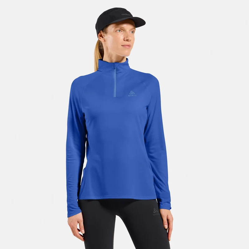 Essential 1/2 Zip Laufshirt Damen-blau
