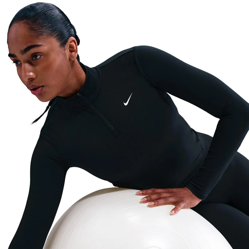 One Dri-Fit Quarter Zip Longsleeve Damen - schwarz