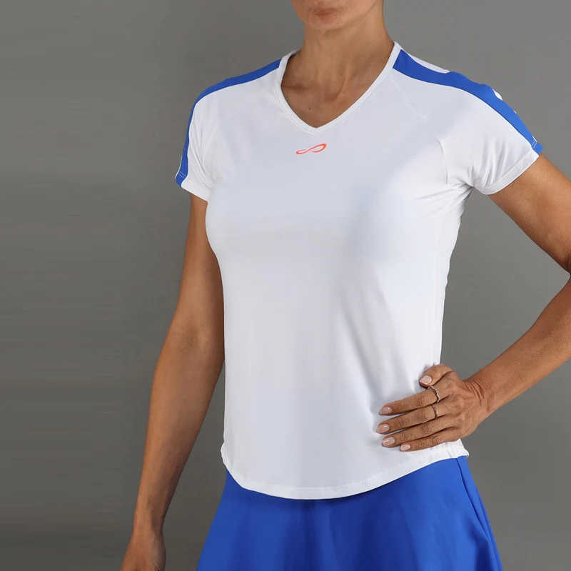 T-Shirt Damen-weiß, blau