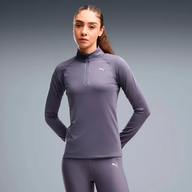 Velocity Cloudspun 1/4 Zip Laufshirt Damen - grau