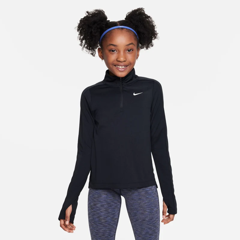 Dri-Fit Half-Zip Longsleeve Mädchen - schwarz,