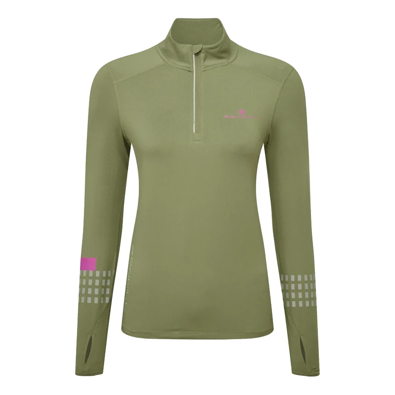Tech Afterhours 1/2 Zip Laufshirt Damen-Oliv