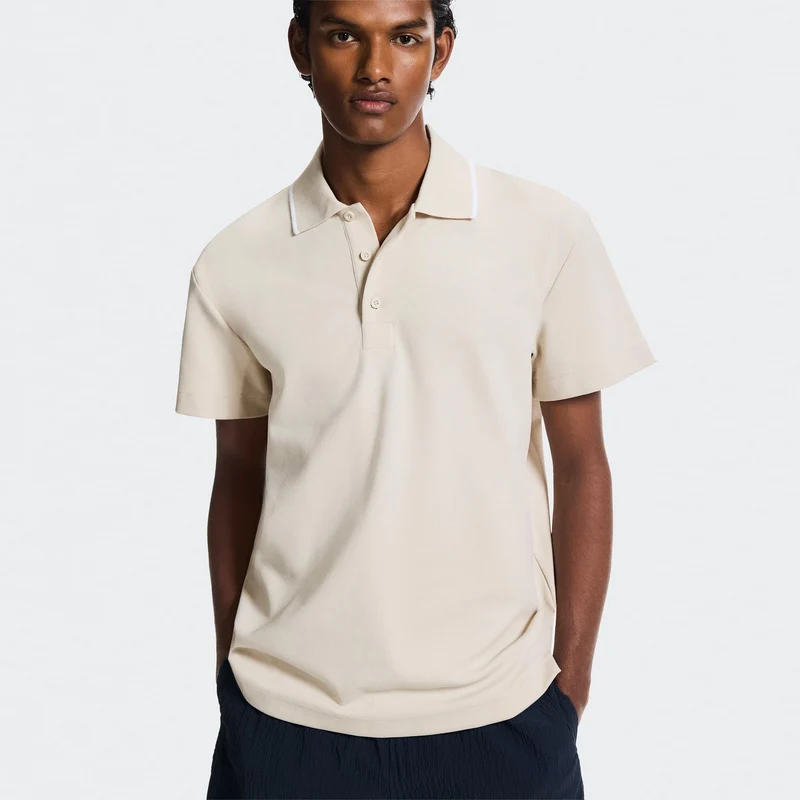 Courtside Polo Herren - beige, weiß