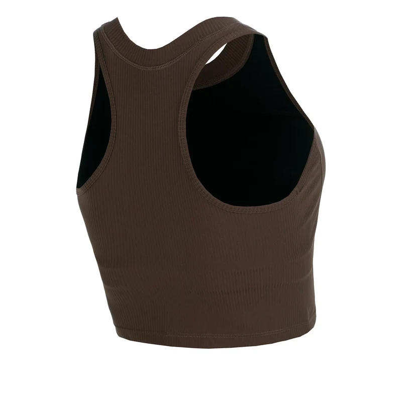 Memories Rib Crop Tank-Top Damen - braun