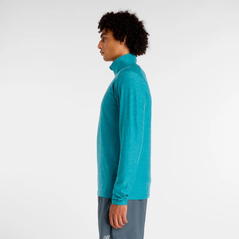 Space Dye 1/4 Zip Longsleeve Herren - türkis