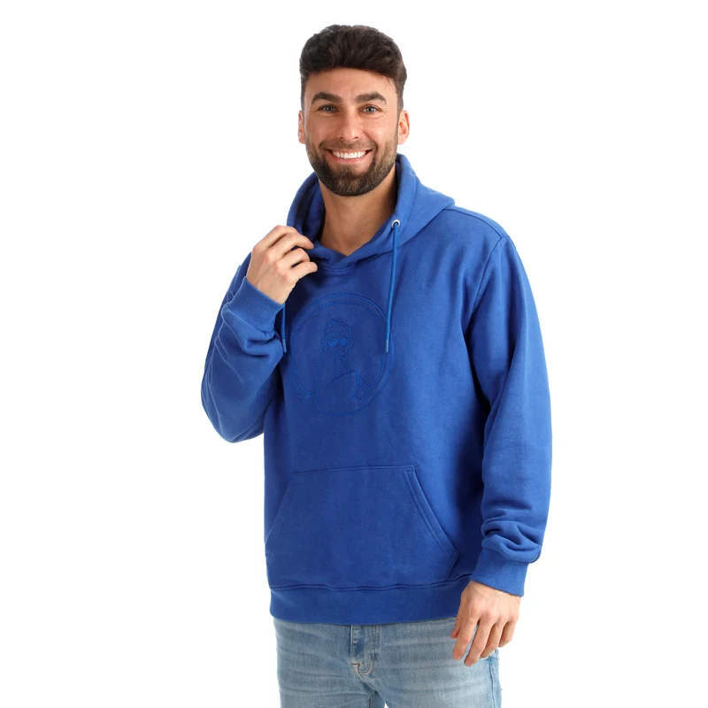 Crush Washed Out Loose Fit Hoody Herren-blau