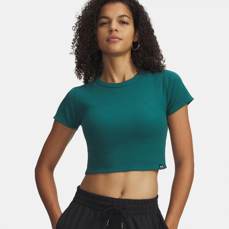 Rival Rib Baby T-Shirt Damen-grün, weiß