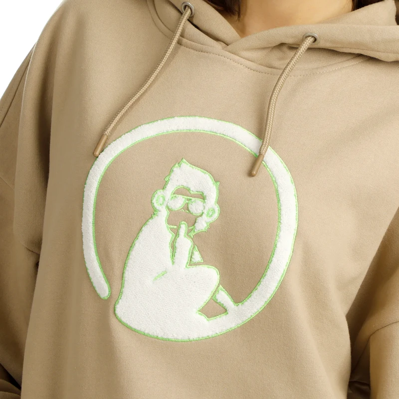 Wild Oversize Embroided Hoody Damen-Beige,Neongrün