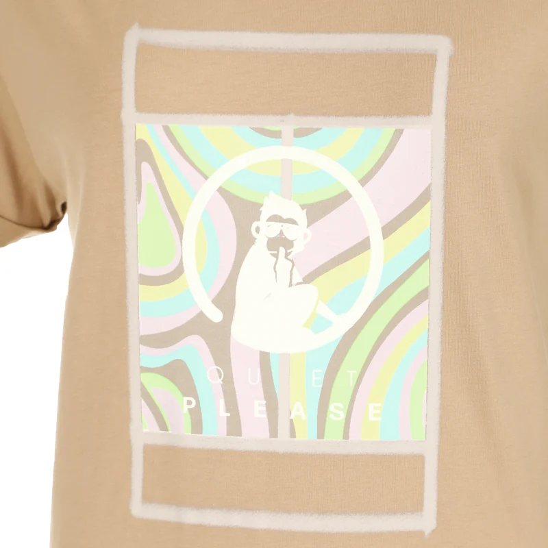 Wild Swirl Court T-Shirt Damen-Beige,Mehrfarbig