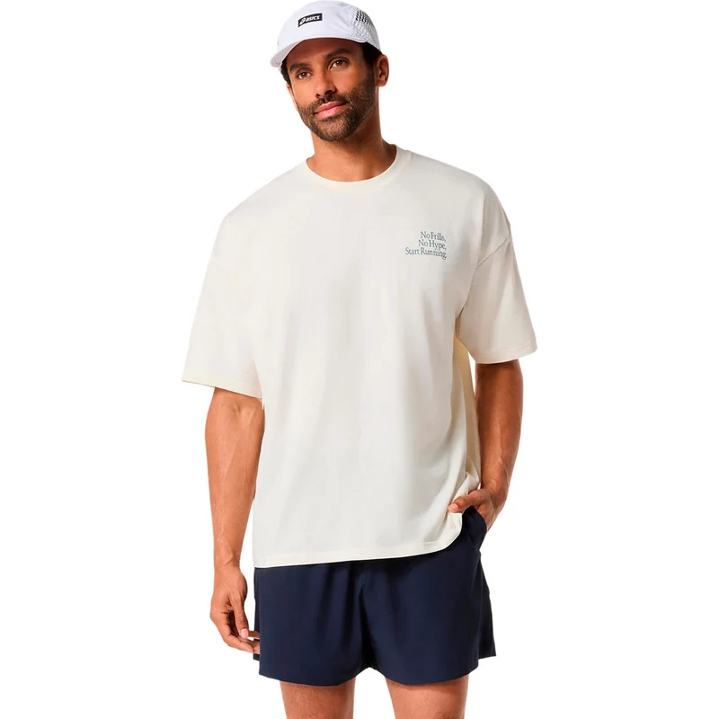 Runner Message Graphic Relaxed Laufshirt Herren - creme