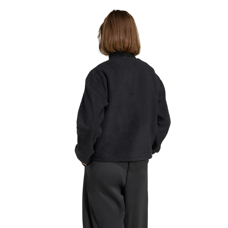 Fleece Half-Zip Sweatshirt Damen-schwarz