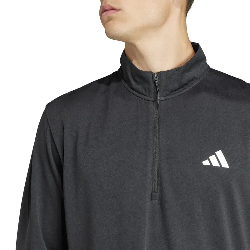 Essentials 1/4 Zip Longsleeve Herren-Schwarz