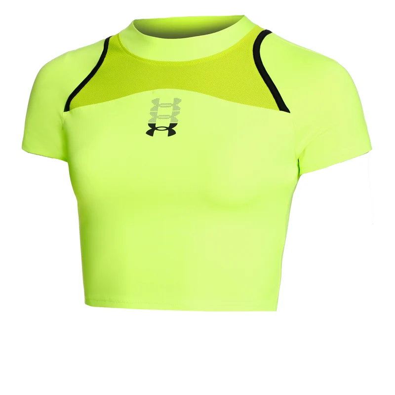 Run Anywhere Crop Laufshirt Damen-Grün,Schwarz